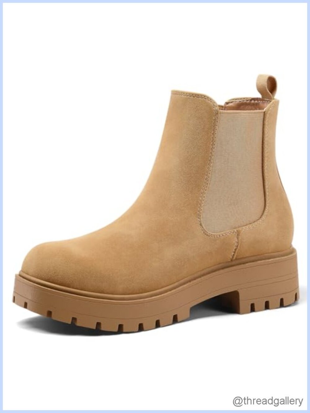 Chelsea Ankle Boots Low Block Heel Slip On Faux Suede Booties
